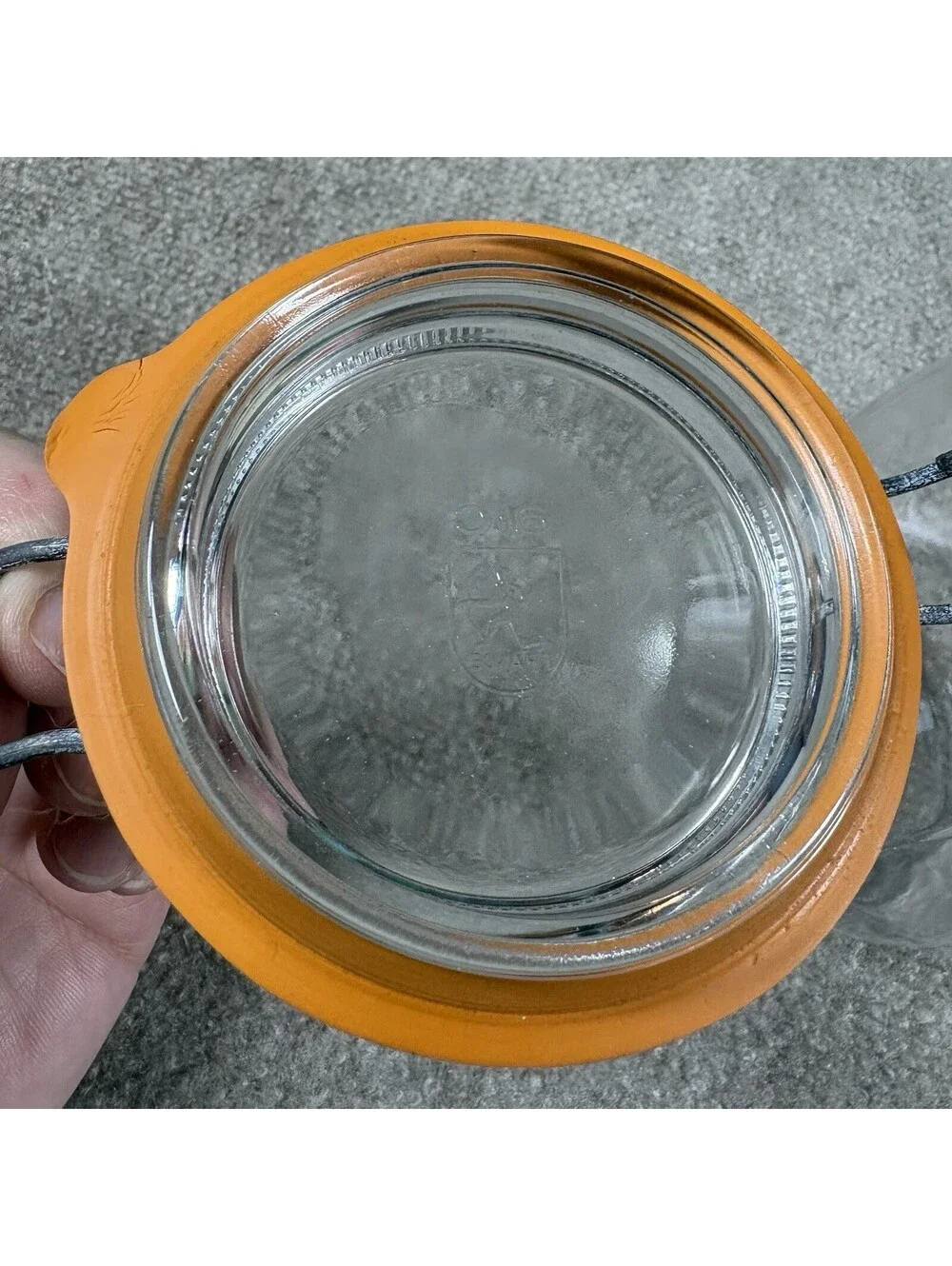 Vintage Arc France 1L Glass Storage Jar Clear Kitchen Canister Metal Clasp